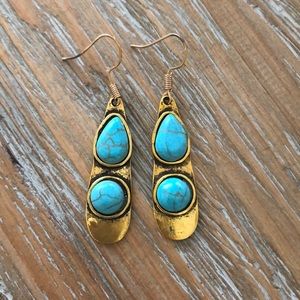 Antiqued gold & turquoise dangles